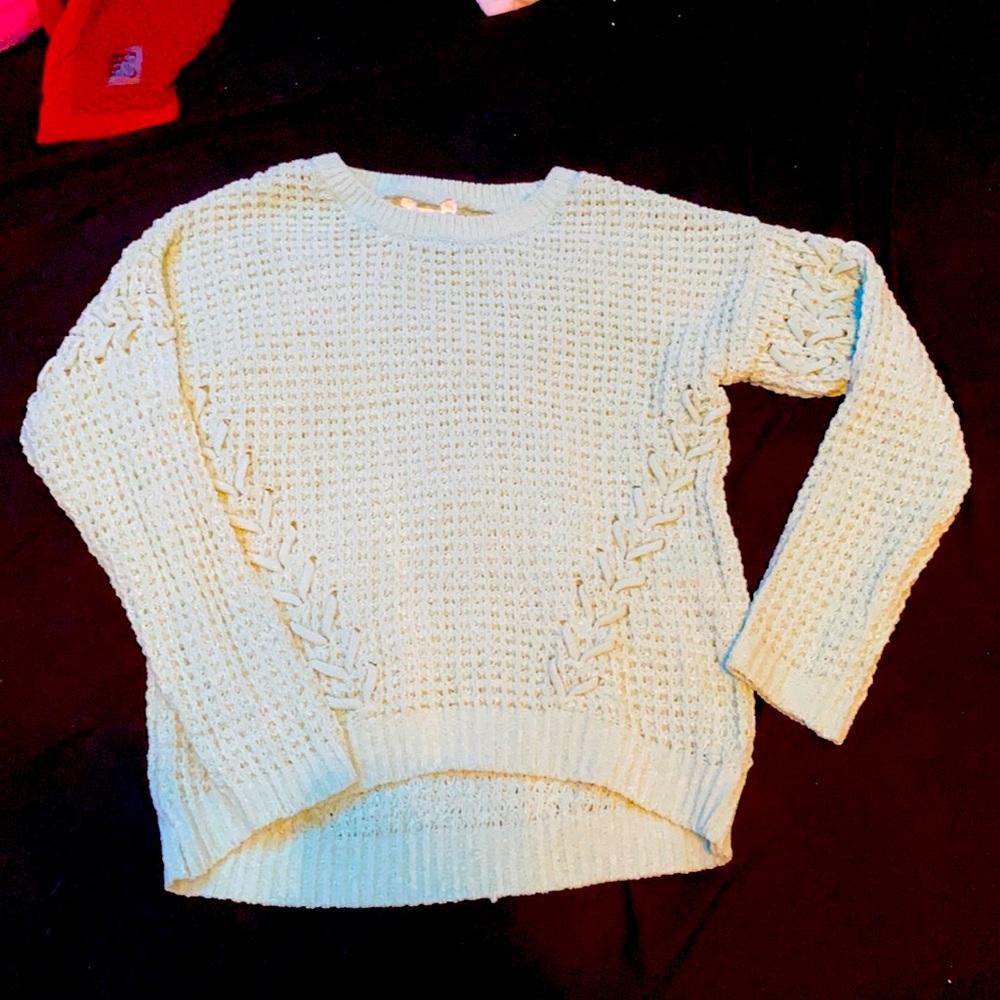 teal colored knit sweater